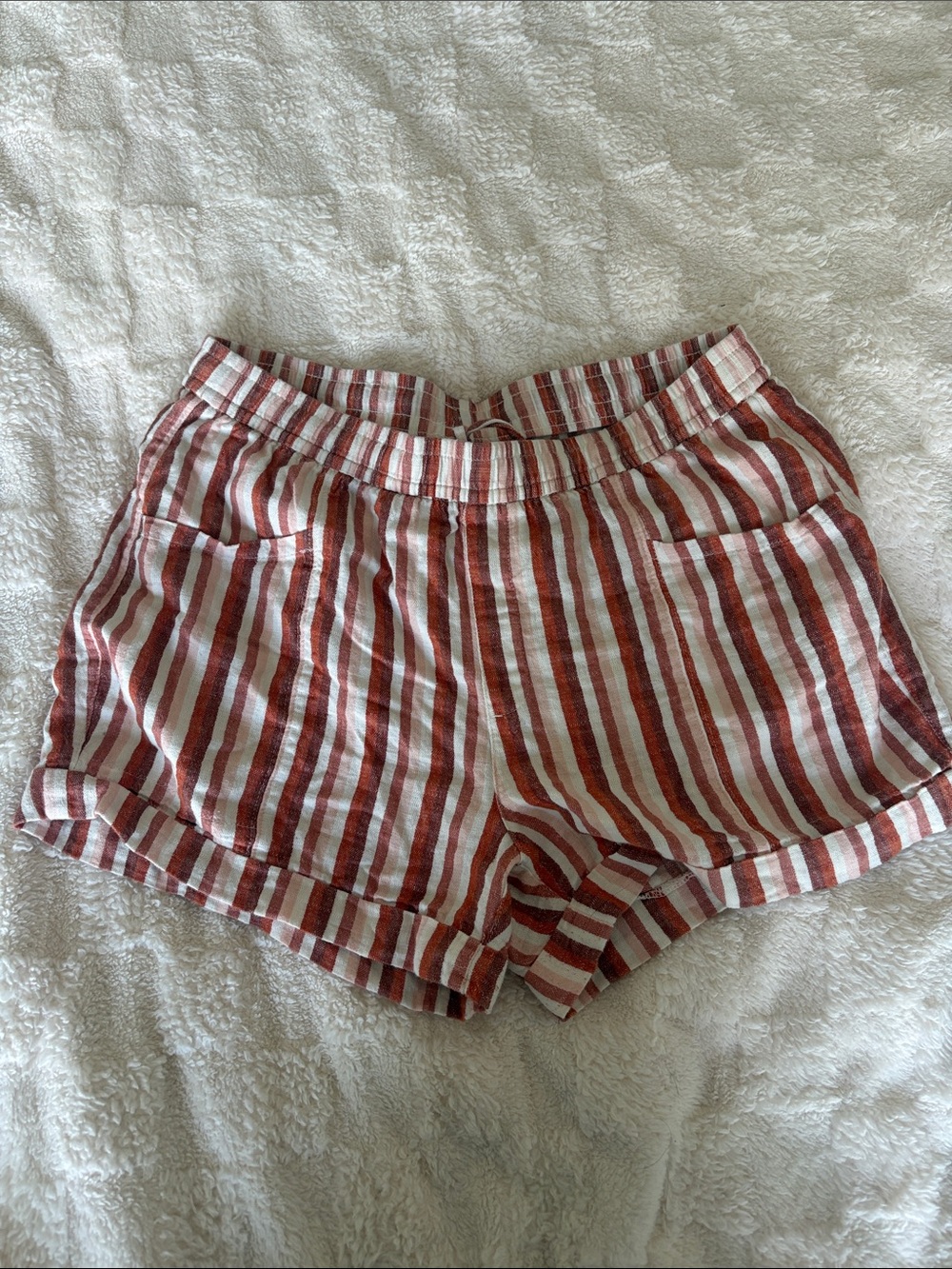 Old Navy High Rise Striped Shorts |Medium | Linen/Cotton | Drawstring Waist